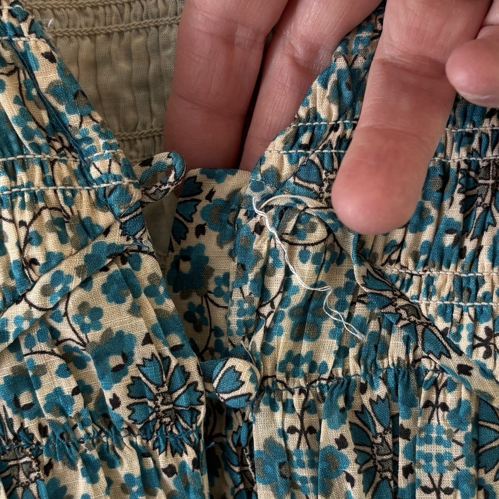 Anthropologie Peregrine Midi Dress S Teal Floral Boho Tiered Ruffle Festival - Picture 6 of 12
